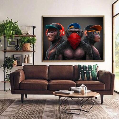 3 Monkeys Poster Cool Graffiti Street Art Canvas Painting Wall Art For Living Room Home Decor Posters And Prints Wall Decoration