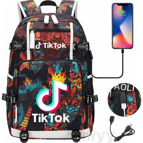 TIK TOK Backpack Bookbag Cartoon School Bags for Teenage Kids tik tok Travel Bagpack USB Laptop Shoulder Bags