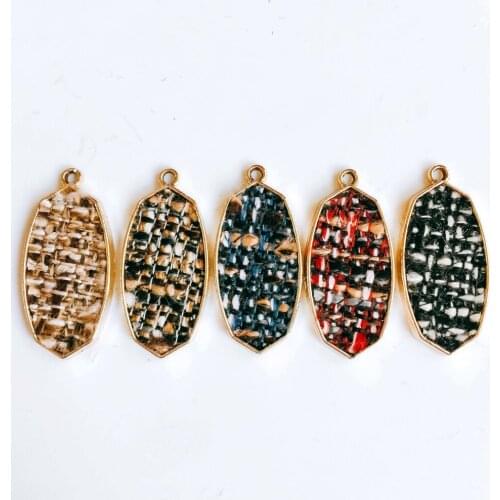 Wool Stuff Spacer Oval Pendant Necklace Supplies for Jewelry Making Earring Accessories Components 4pcs KP2066