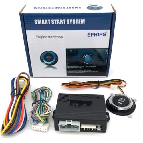 EFHIPS Auto Car Start Stop Engine Push Start Button RFID Lock Ignition Starter Keyless Entry Anti-theft System Car Alarm