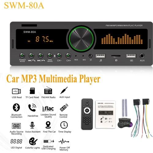 1Din In-Dash Car Radio Car Stereo MP3 Player Bluetooth FM AM Car Radio Audio Music MP3 Player 12V USB/SD/AUX-IN