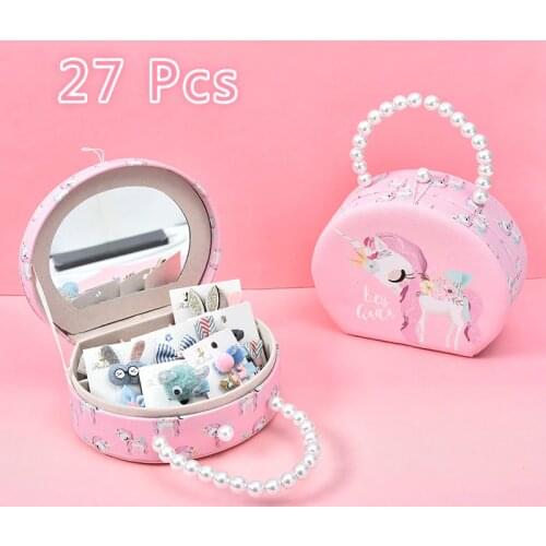 27Pcs/Set Children Cute Colors Crown Rabbit Bow Ornament Hair Clips Girls Lovely Sweet Hairpins Barrettes Kids Hair Accessories