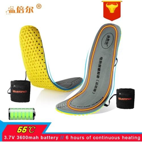 Winter Rechargeable Heated Insoles 3.7V 3600mAh Warming Shoe Pad Thermal Electric Foot Warmer Heating Insoles Outdoor Sports