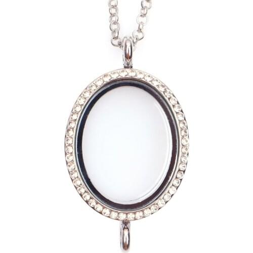 10pcs/lot Alloy Oval Floating Charm Rhinestone Locket Magnetic Living Glass Memory Locket necklace Women Jewelry christmas gifts