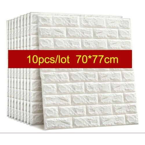 10PCS Self Adhesive Waterproof TV Background Brick Wallpapers 3D Wall Sticker Living Room Wallpaper Mural Bedroom Decorative