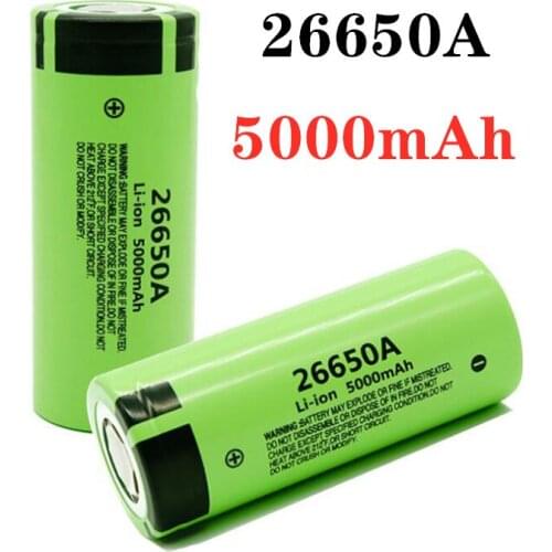 100% New Original high quality 26650 battery 5000mAh 3.7V 50A lithium ion rechargeable battery for 26650A LED flashlight