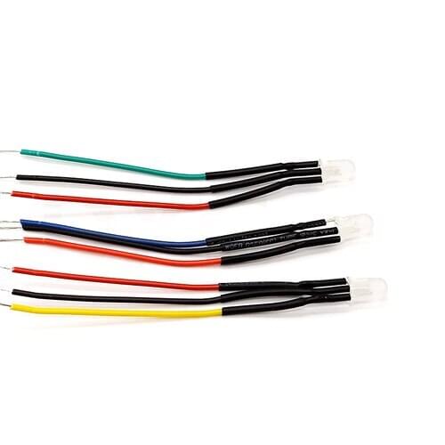 100Pcs 3V 5V 6V 9V 12V 24V 36V 48V 110V 220V 5mm Double Color Common Anode LED With 20cm Wire Red&Green, Red&Yellow, Red&Blue