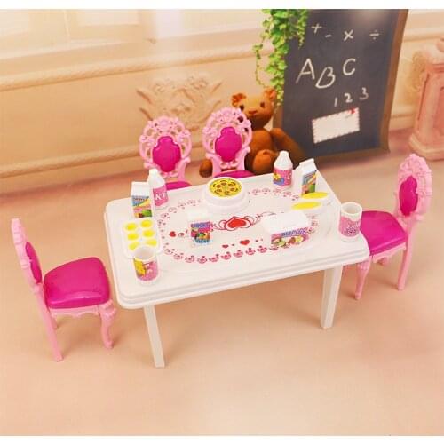 17pcs In 1, Dinner Table Set For Barbie And Kelly Doll New Dolls House Furniture Accessories