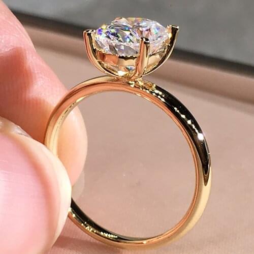 18K Au750 Yellow Gold Women Ring Moissanite Diamonds 1 2 3 4 5 Carat Oval Wedding Party Engagement Anniversary Ring Trendy