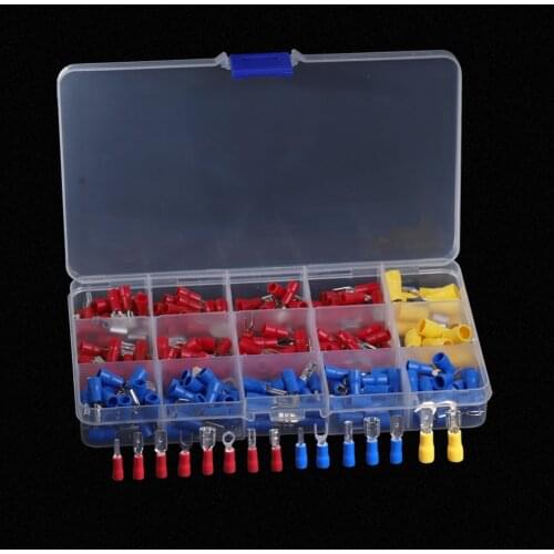 280pcs Insulated Cable Connector Electrical Wire Assorted Crimp Terminals Spade Butt Ring Fork Ring Lugs Rolled Terminal Kit