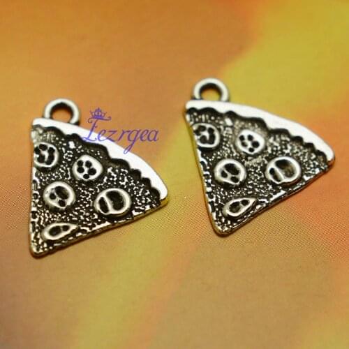 30pcs/lot--17x19mm, Antique silver plated Pizza Charms ,DIY supplies, Jewelry accessories