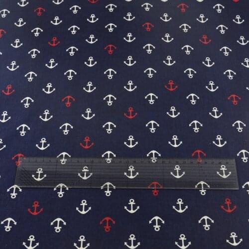 African Fabric Telas de Algodon Para Patchwork Dark Blue Sea Anchors 100% Cotton Textile Fabric Meter Tissu Christmas Material