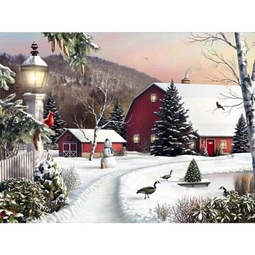 5D DIY Diamond Painting Winter Picture Of Rhinestone Landscape Full Drill Diamond Embroidery Snow Christmas Decor