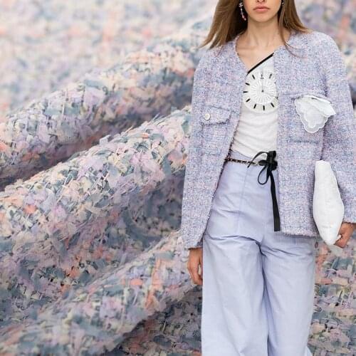 White waxberry Italy Pink Purple Tweed Fabric Garment Material Autumn Women Jacket Coat Sewing Cloth Tailor Textile Freeshipping