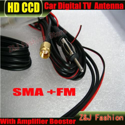 Free shipping New Car Auto TV Booster FM Radio Windshield Mount Digital DVB-T Antenna Aerial SMA+FM Radio Booster Antenna