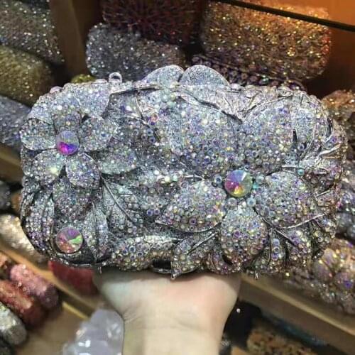 Designer AB Rhinestone Diamond Handbags Latest Crystal Evening Clutch For Lady Rhinestone Dinner Banquet Shoulder MessengerBag