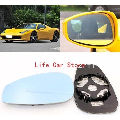 For Ferrari 458 Side View Door Mirror Blue Glass With Base Heated