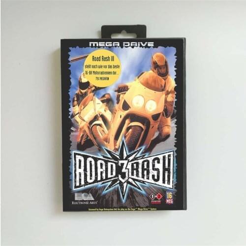 Road Rash 3 Tour De Force - EUR Cover With Retail Box 16 Bit MD Game Card for Megadrive Genesis Video Game Console