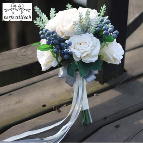 Perfectlifeoh Artificial Wedding Bouquet Wedding Bouquet for Brides Bouquet Flower Girl Band