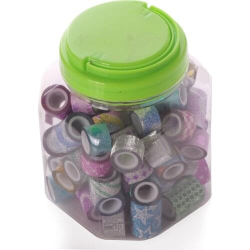 A bag=90pcs Chives glitter tapes color Dividing Stickers border masking adhesive paper washi tape DIY Scrapbooking Hand account