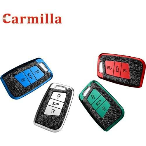 TPU Leather Remote Key Holder Cover Case For Skoda Superb A7 For Volkwagen VW Passat B8 Golf Gte Car Keychain Accessorise