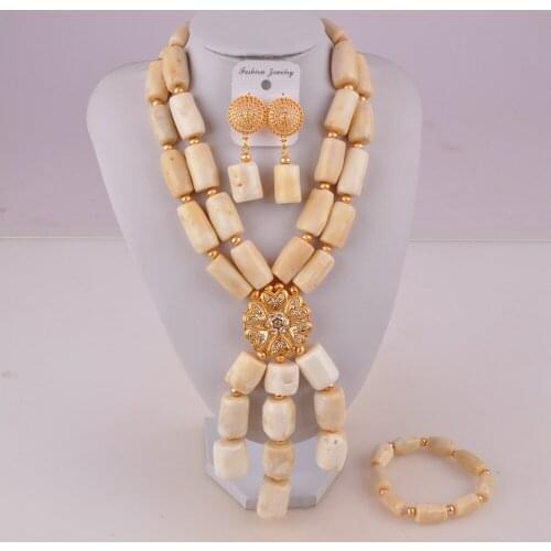 Beautiful nigerian coral beads jewelry set white coral necklace african wedding coral set C21-32-03