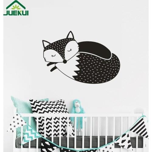 Cute Fox Wall Decal Woodland Sleepy Fox Wall Stickers for Kids Rooms Nursery Wall Art Decor Vinyl Stickers Muraux JA729