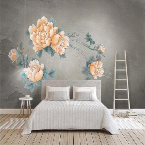 Milofi custom 3D wallpaper mural retro hand-painted meticulous peony living room bedroom background wall decoration painting wal