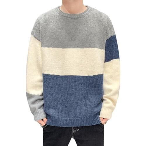 Men Sweater Pullovers Knitted Sweater for Men Autumn Winter Wool Mens Clothing Casual Turtleneck Male Korean Style Patchwork