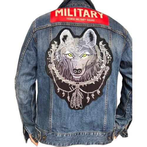 Patches for clothingBig cloth sticker Big Eagle Wolf Embroidery Motorcyclist Punk Denim sticker Ironing paste for coat jacket