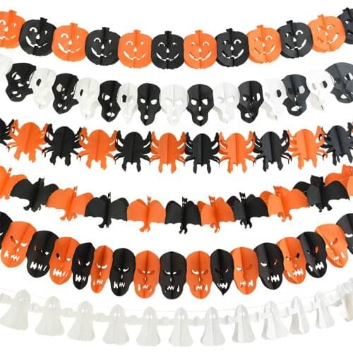 New Spider Pumpkin Pull Flower Paper-cut Ghost Festival Decor Bar Scene Layout Props Halloween Party Decor Home