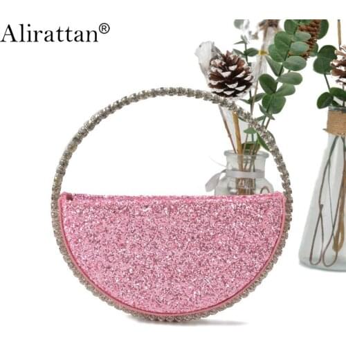 New Diamond Evening Clutch Bag For Women 2021 Fashion Design Chic Metal Heart Handle Sequin Coin Purse Lady Wedding Handbags INS