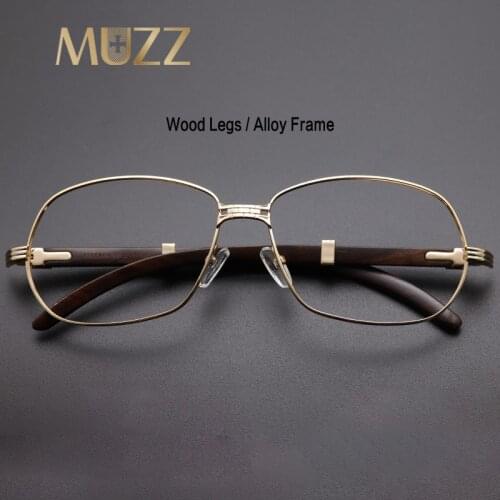 Wood and Alloy Glasses Frame Men Ellipse Optical Prescription Eyeglasses French Brand Designs Spectacles Women Oversized Eyewear