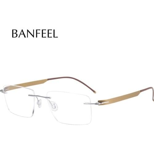 Pure Titanium Eyeglasses Frame Men Screwless Ultra Light New Fashion Rimless Myopia Retro Square Prescription Optical Eyewear