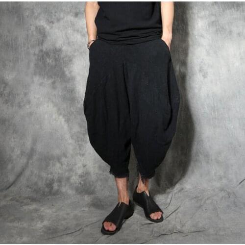 Original design Male vintage ankle length trousers men pants personality bloomers linen loose chinese style harem pants mens