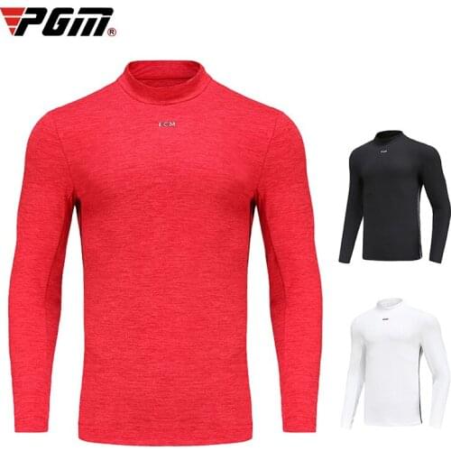 PGM 2021 Autumn Winter Golf Clothing Mens Long-Sleeved High-Neck T-Shirt Sports Wear Men Elastic Quick-Drying Bottoming Shirt