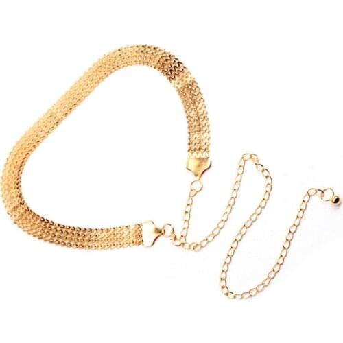 Fashion Women Belt Hip High Waist Gold Narrow Metal Chain Chunky Fringes Belt Waist Long Adjustable Belly Body Waist Long Chain