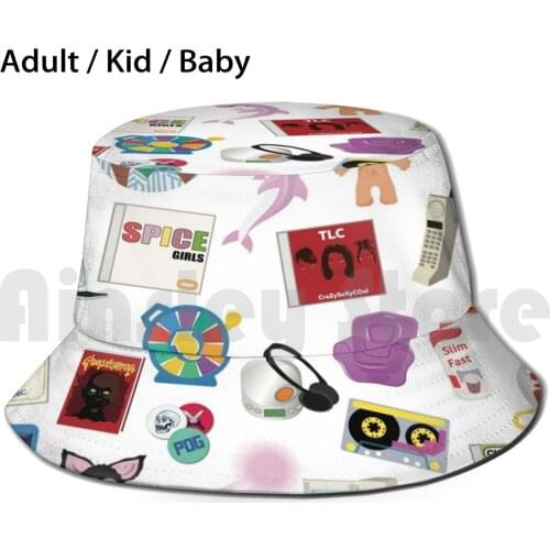 Everything 90S Sun Hat Foldable UV Protection 90S Nineties Retro Nostalgia 1990S Decade Music Old School 90S Cds Cool