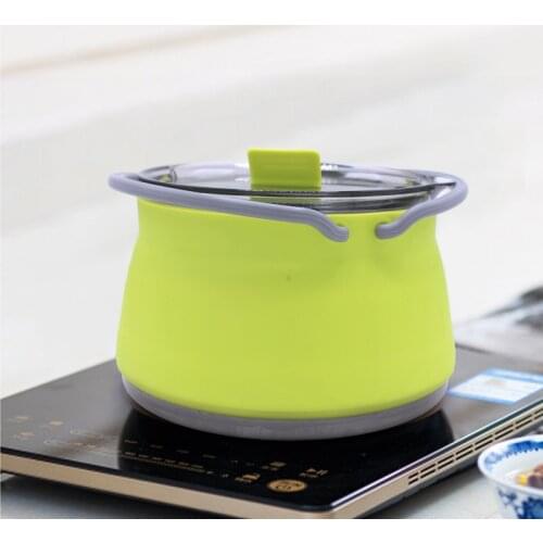 Silicone Folding Kettle Portable Field Camping Food Container Salad Dish Outdoor Camping Hiking Backpacking Pot Food Bowl