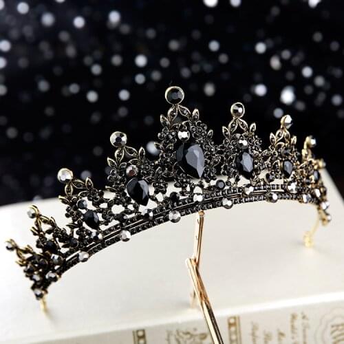 Baroque black tiara bridal hair wear birthday princess tiara style wedding hair accessories