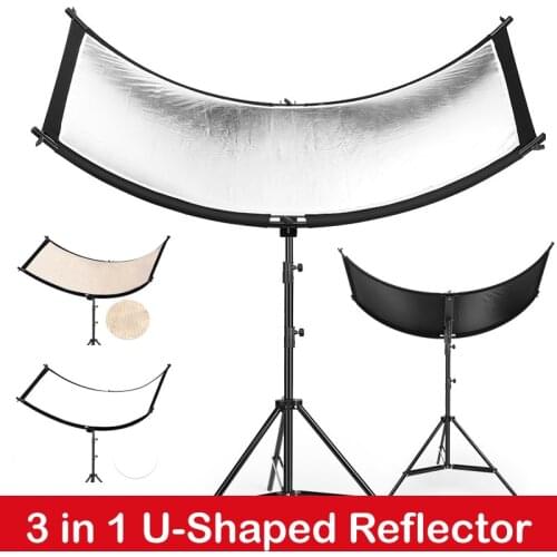 U-Shaped 160*55cm 3 in 1 Photography Reflector Collapsibe Light Reflective Cloth Soft Diffuser for Camera Video Studio Photo