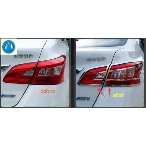 Yimaautotrims Rear Tailgate Tail Lights Trunk Lamp Frame Cover Trim Fit For Nissan Sentra 2012 - 2018 / Sylphy 2012 - 2018 ABS