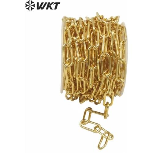 WT-BC149 WKT NEW hot sales big over linked chunky chain gold electroplated brass chain for women necklace design popular punk