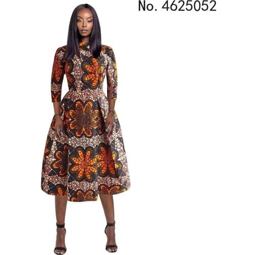 Women African Print Dress Traditional Casual Outfits Attire African Clothes Sexy V-neck Evening Party African Dresses For Female
