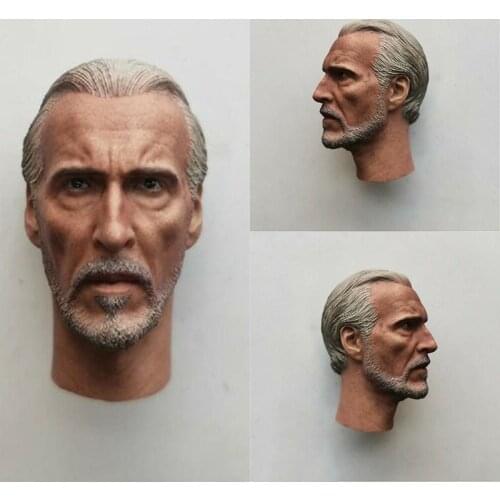 1/6 Christopher Lee Head Sculpt PVC Male Head Carving Fit 12'' Soldier Action Figure Body