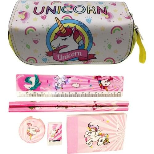 1 set children Kawaii unicorn Type kids Pencil Case boys stationery set cartoon pencil bag teenager estojo escolar