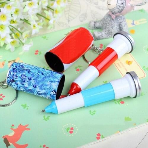 1Pcs Novelty Coke Beverage Cans Ballpoint Pen Cute Telescopic Blue ink Ballpen Learning Supplies Creative Gift