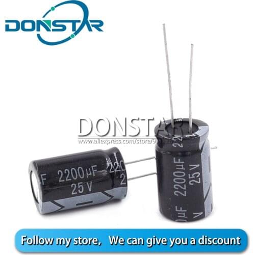10PCS 2200UF 25V Aluminium Electrolytic Capacitor 25v 2200uf 13*21mm Electrolytic Capacitor