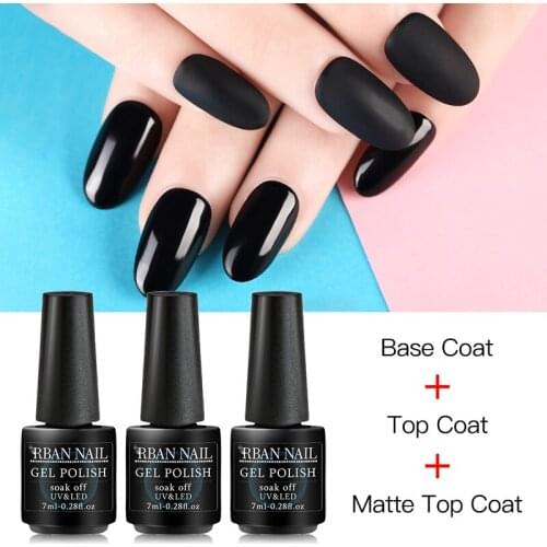 RBAN NAIL 7ml Top coat 2pcs Base and Top coat Varnishes Nail Gel primer Long Lasting Soak off UV LED Nail Art Gel Polish Lacquer