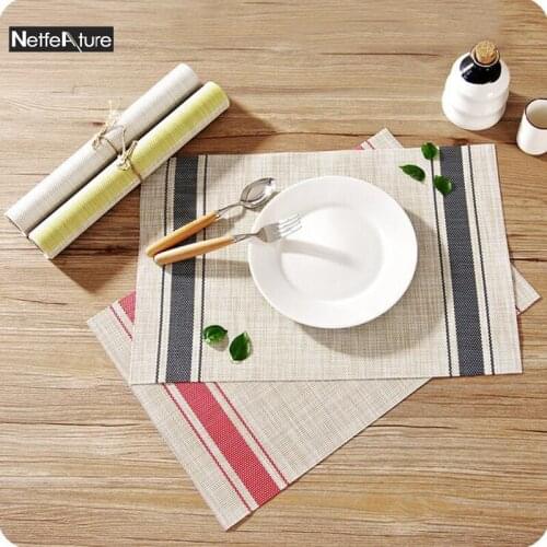 4 pcs/lot Heat-insulated Non-slip Placemat Tableware PVC Placemat Kitchen Dinning Bowl Dish Waterproof Pad Table Mat 4 Colors